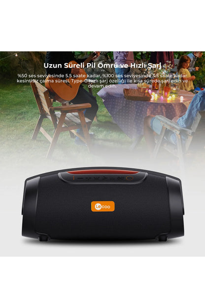 Lecoo DS151 40W Kablosuz Bluetooth 5.0 RGB TWS Boombox Stereo Taşınabilir Hoparlör Siyah
