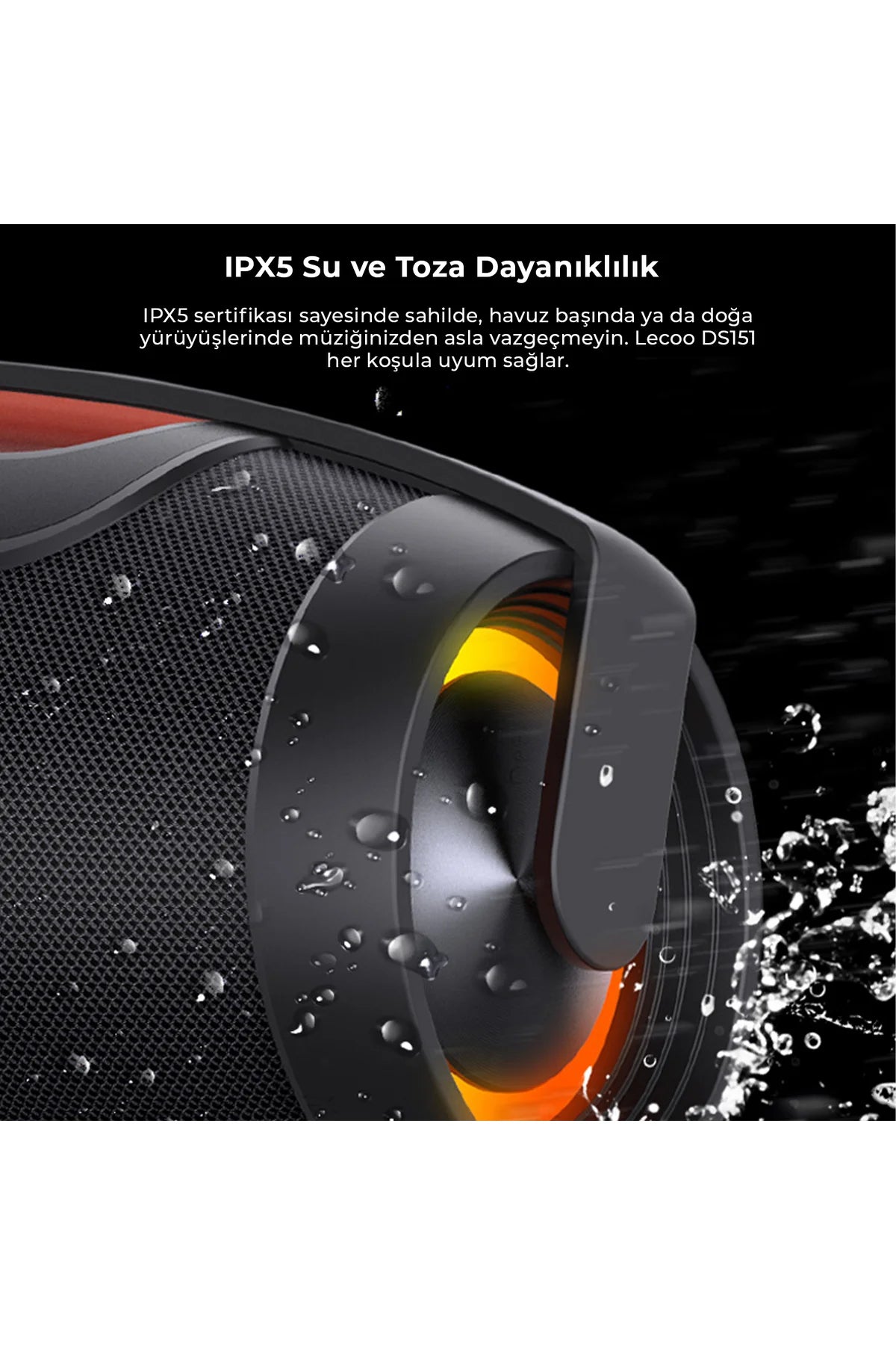 Lecoo DS151 40W Kablosuz Bluetooth 5.0 RGB TWS Boombox Stereo Taşınabilir Hoparlör Siyah
