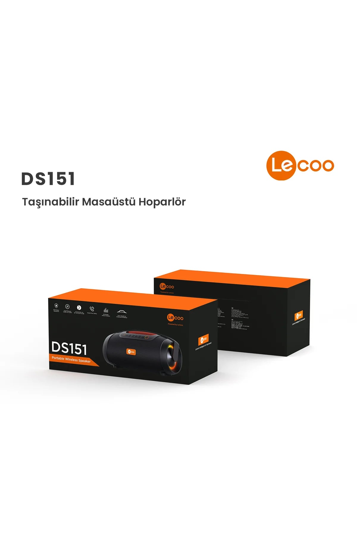 Lecoo DS151 40W Kablosuz Bluetooth 5.0 RGB TWS Boombox Stereo Taşınabilir Hoparlör Siyah