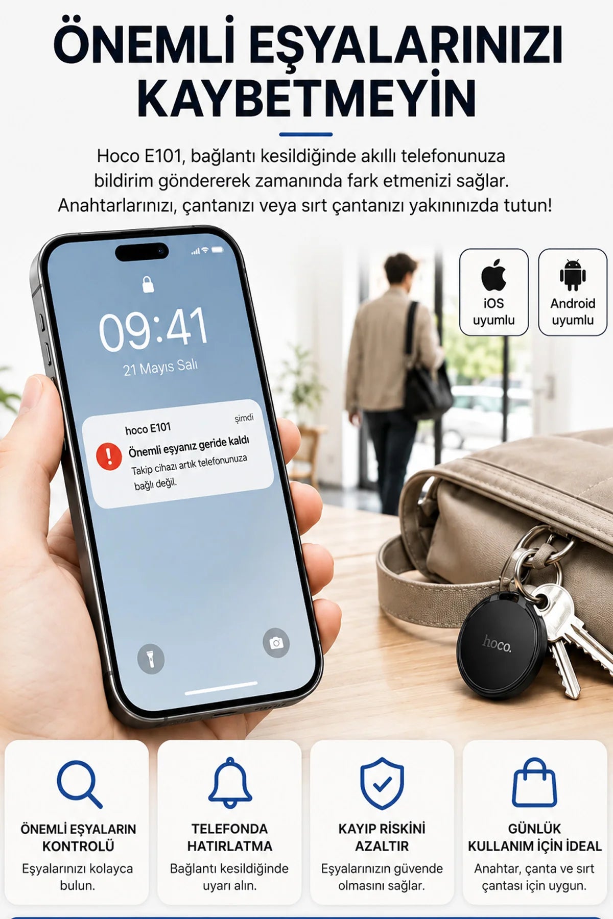 Takip Cihazı iPhone AirTag ve Android Uyumlu Mini Eşya Araç Motor Takip Cihazı Mini Bulucu
