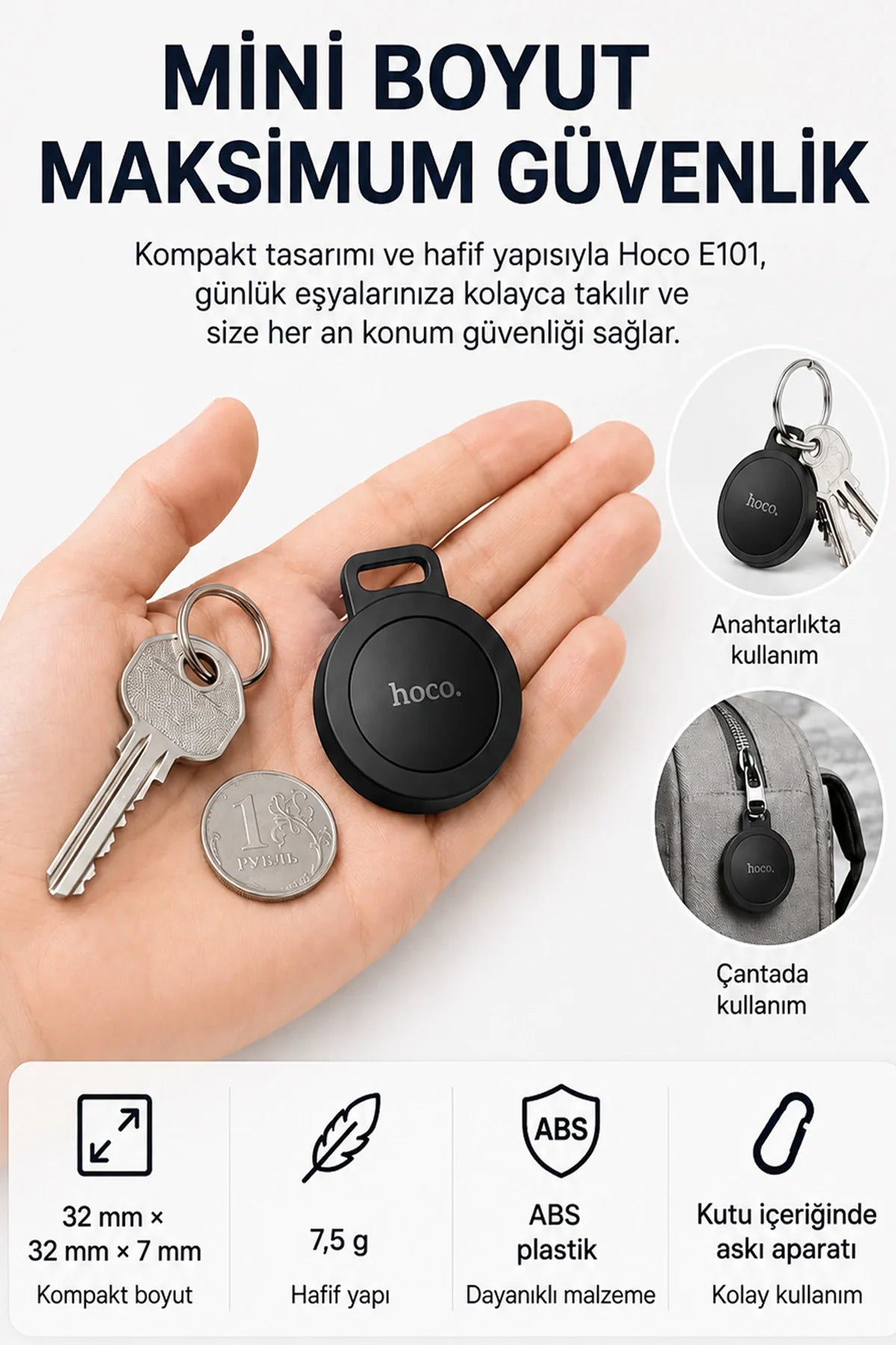Takip Cihazı iPhone AirTag ve Android Uyumlu Mini Eşya Araç Motor Takip Cihazı Mini Bulucu