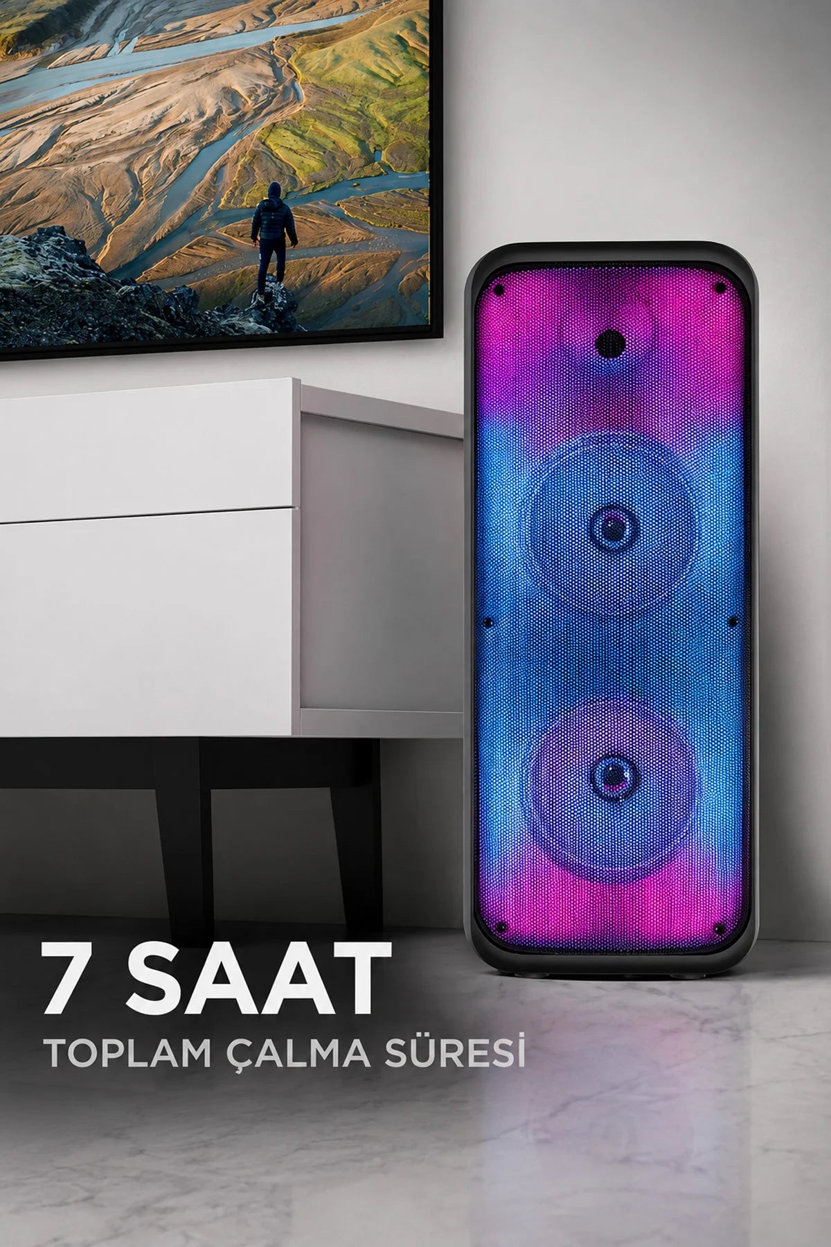 BLS-49 16W RGB Bluetooth Mikrofonlu Kumandalı Kareoke Kablosuz Hoparlör