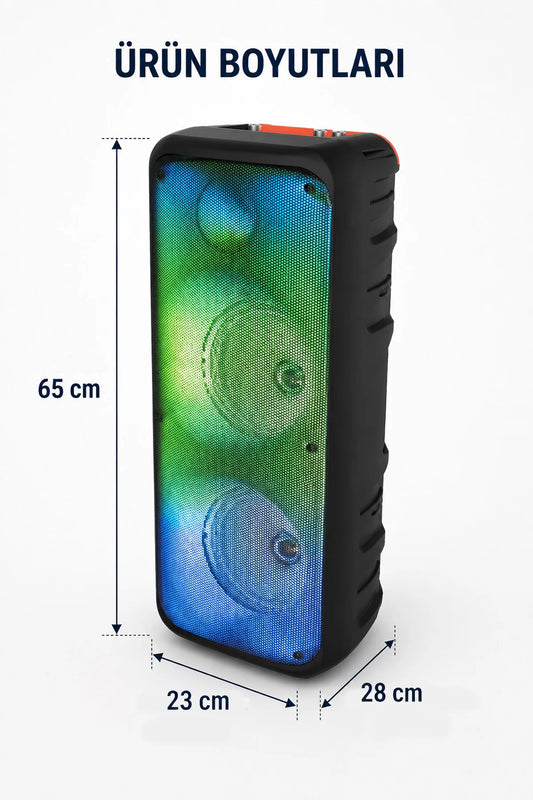 BLS-49 16W RGB Bluetooth Mikrofonlu Kumandalı Kareoke Kablosuz Hoparlör