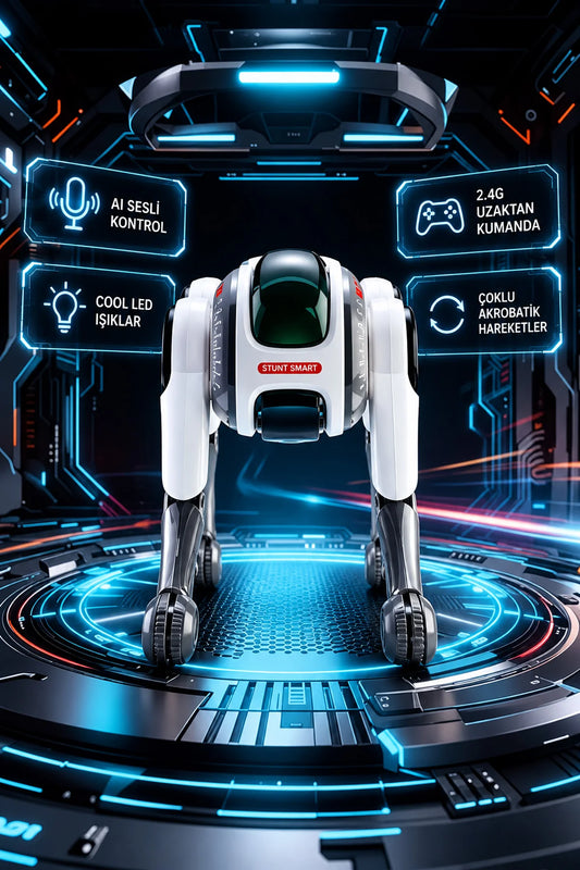 Akıllı AI Robot Köpek Kumandalı Sesli Komut Evcil Hayvan Akrobatik Programlanabilir Eğitici Oyuncak