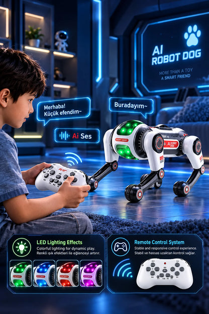 Akıllı AI Robot Köpek Kumandalı Sesli Komut Evcil Hayvan Akrobatik Programlanabilir Eğitici Oyuncak