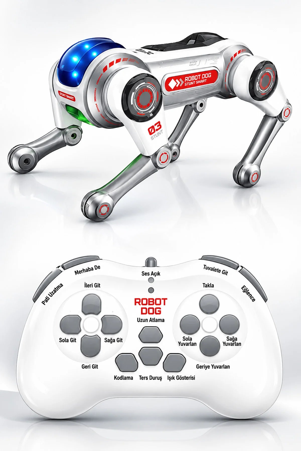 Akıllı AI Robot Köpek Kumandalı Sesli Komut Evcil Hayvan Akrobatik Programlanabilir Eğitici Oyuncak
