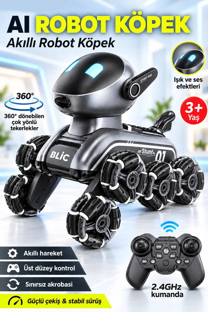 Uzaktan Kumandalı Akıllı Robot Köpek Oyuncak Jest Kontrollü Drift Yapan Işıklı Sesli Akrobatik Stunt