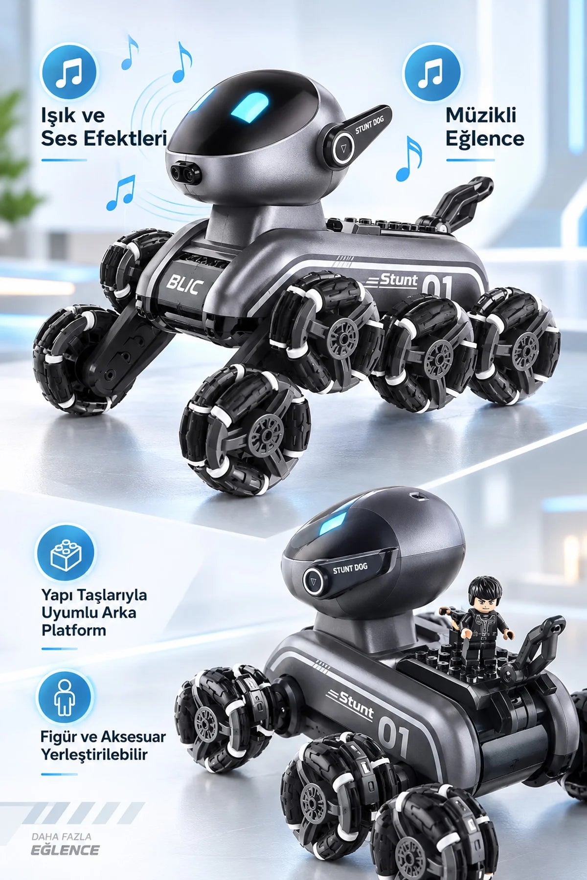 Uzaktan Kumandalı Akıllı Robot Köpek Oyuncak Jest Kontrollü Drift Yapan Işıklı Sesli Akrobatik Stunt