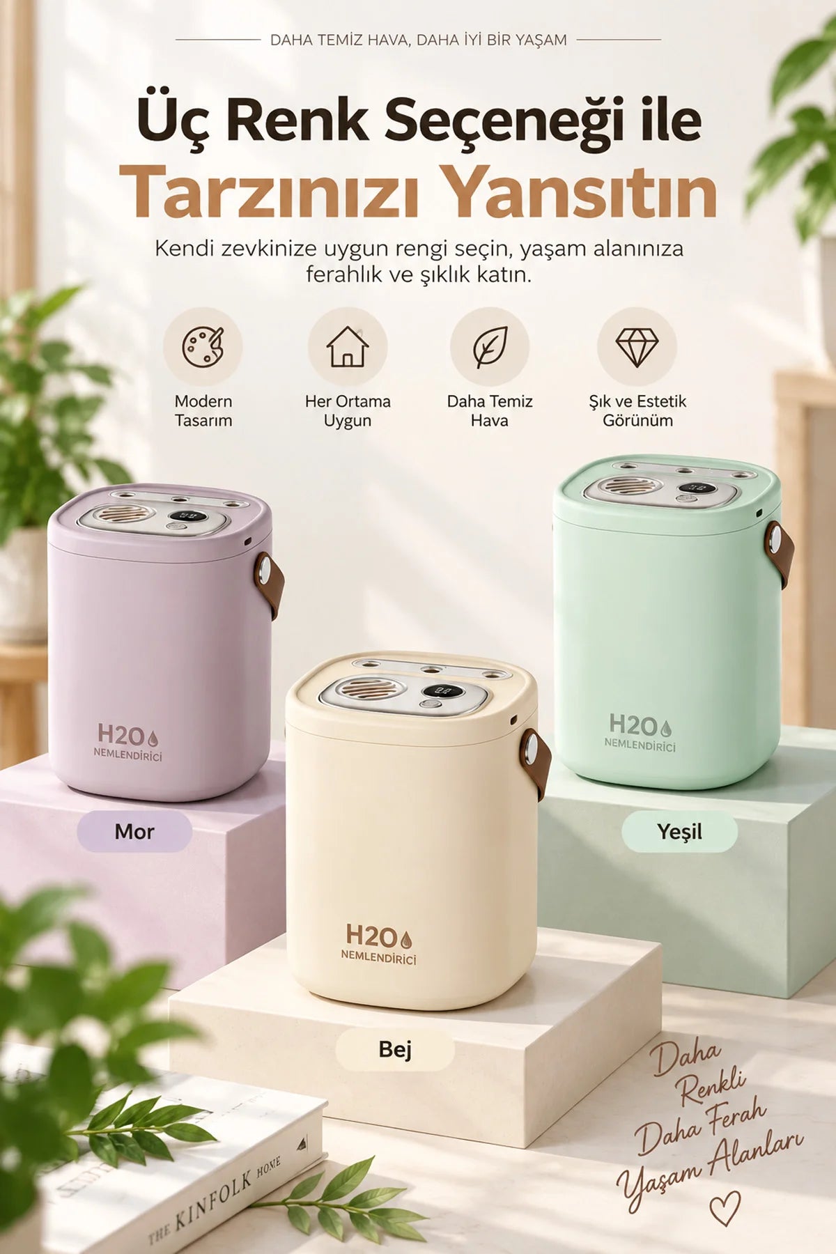 Şarjlı Ultrasonic Hava Nemlendirici Buhar Makinesi 1500ml Şarjlı Buhurdanlık