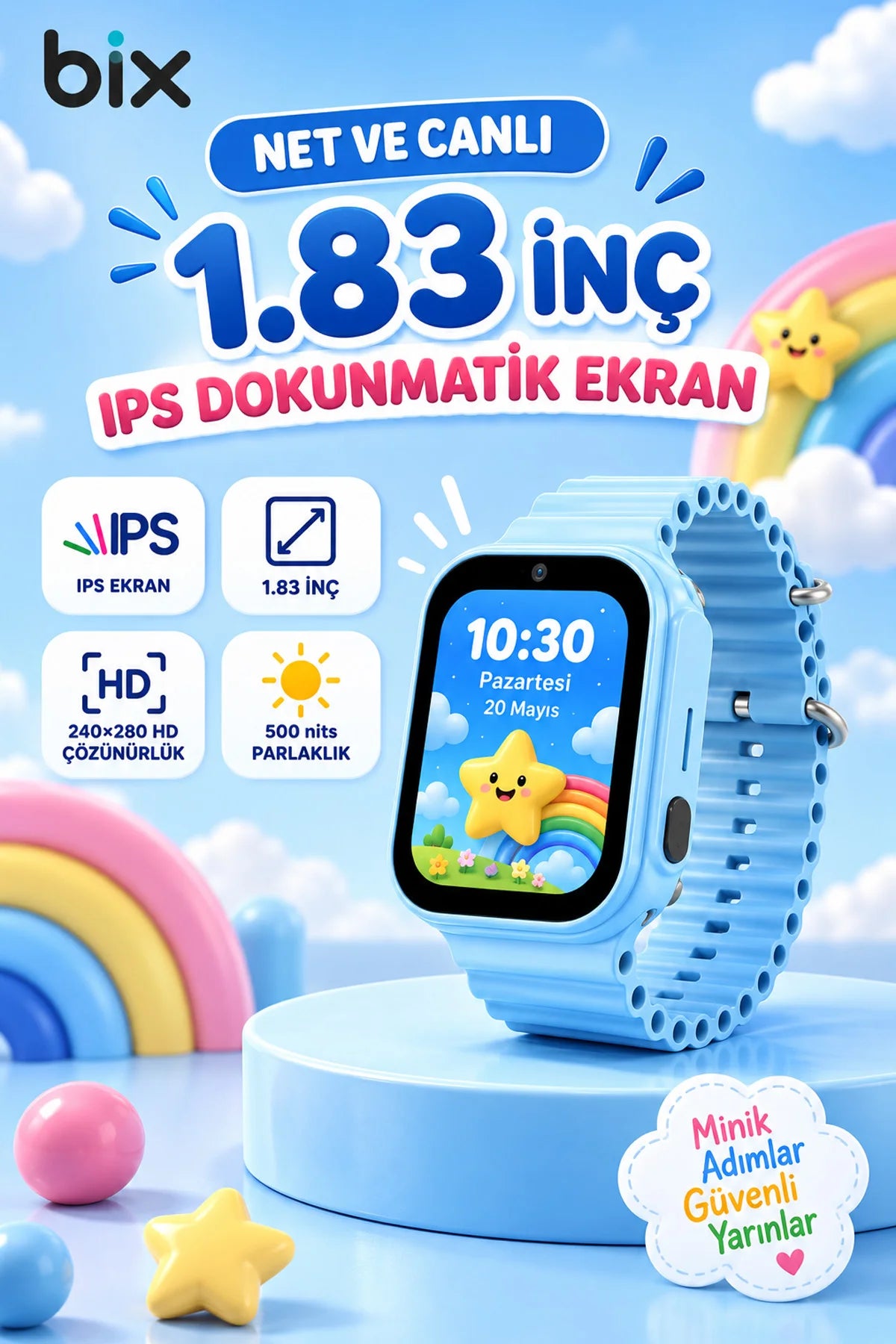 Akıllı Çocuk  Saati 4G Sim Kartlı GPS Rota Takipli SOS Kameralı Görüntülü Konuşmalı Kız Erkek Saat