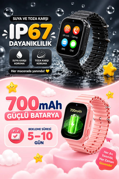 Akıllı Çocuk  Saati 4G Sim Kartlı GPS Rota Takipli SOS Kameralı Görüntülü Konuşmalı Kız Erkek Saat