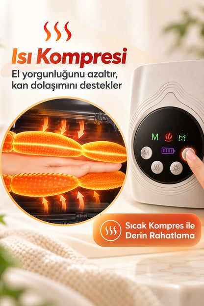 Isıtmalı Yoğurmalı El ve Bilek Masajı Aleti Şarjlı Masaj Cihazı Hava Basınçlı Robot Eldiven