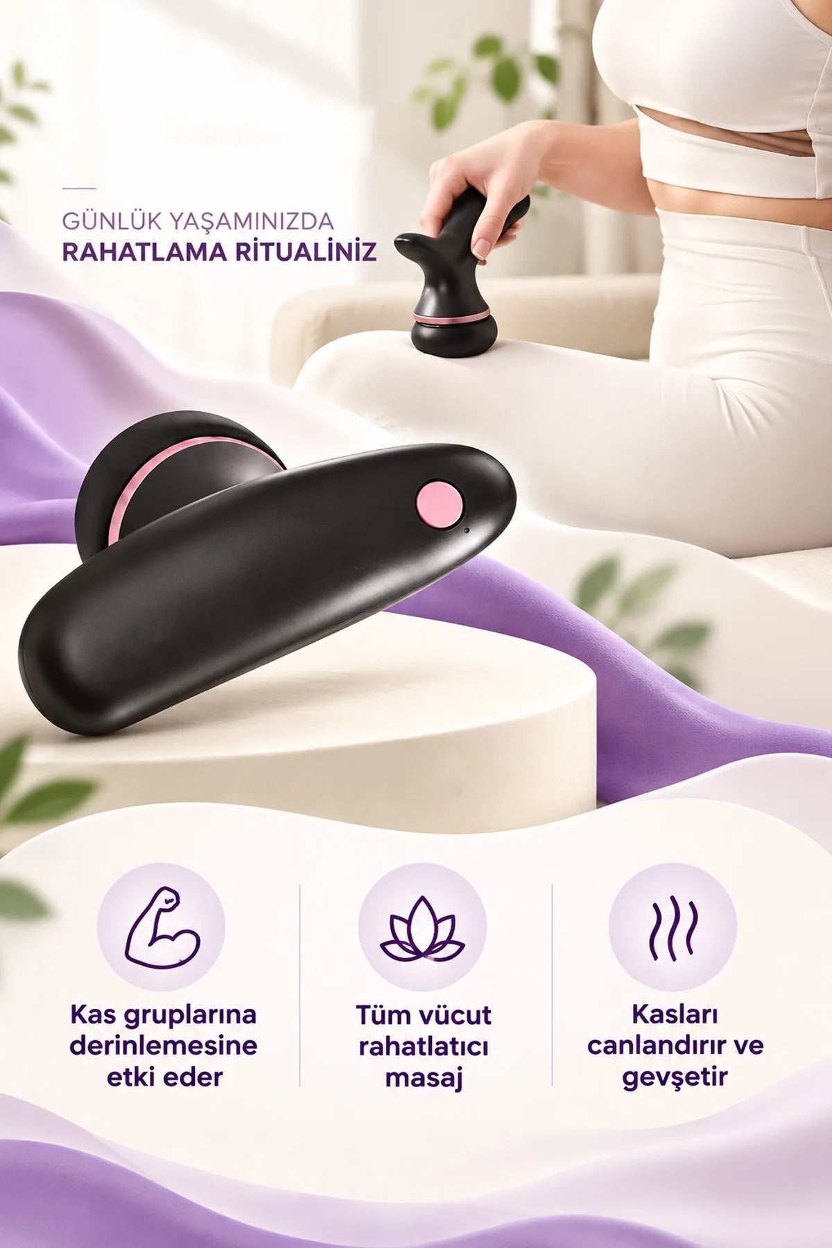 Isı Terapili Derin Doku Kas Masaj Tabancası 6 Kademe Kablosuz Şarjlı Masaj Aleti