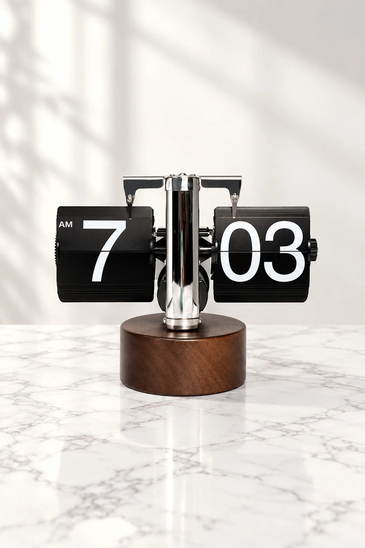 Yaprak Masa Saati Otomatik Sayfa Çevirmeli Retro Mekanik Ahşap Tasarım Flip Clock Ofis Aksesuarı