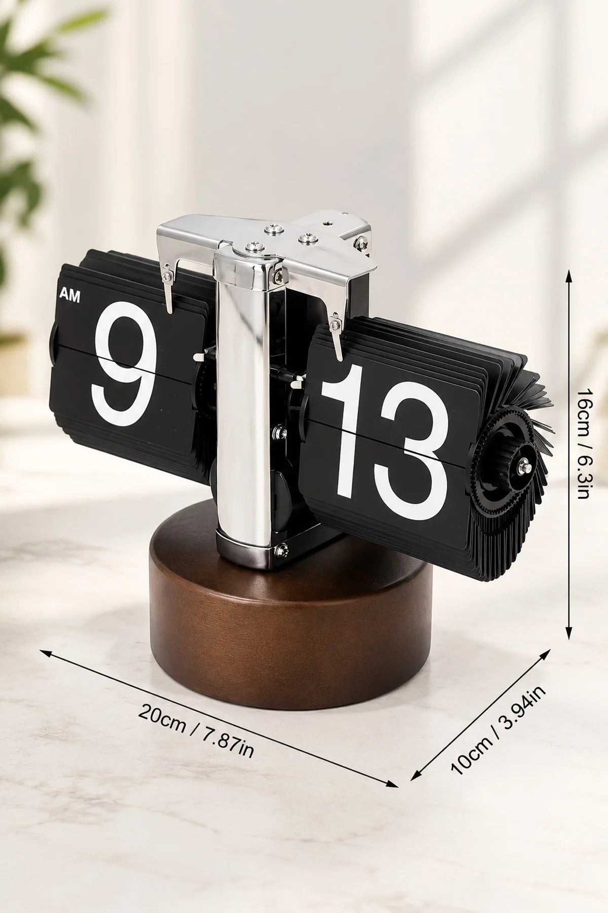 Yaprak Masa Saati Otomatik Sayfa Çevirmeli Retro Mekanik Ahşap Tasarım Flip Clock Ofis Aksesuarı