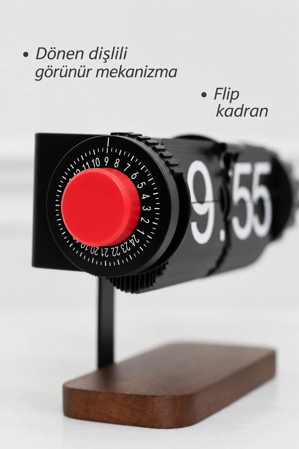 Sayfa Çevirmeli Retro Saat Ahşap Tasarım Flip Yaprak Masaüstü Mekanik Masa Saati Alarmlı Çalar Saat