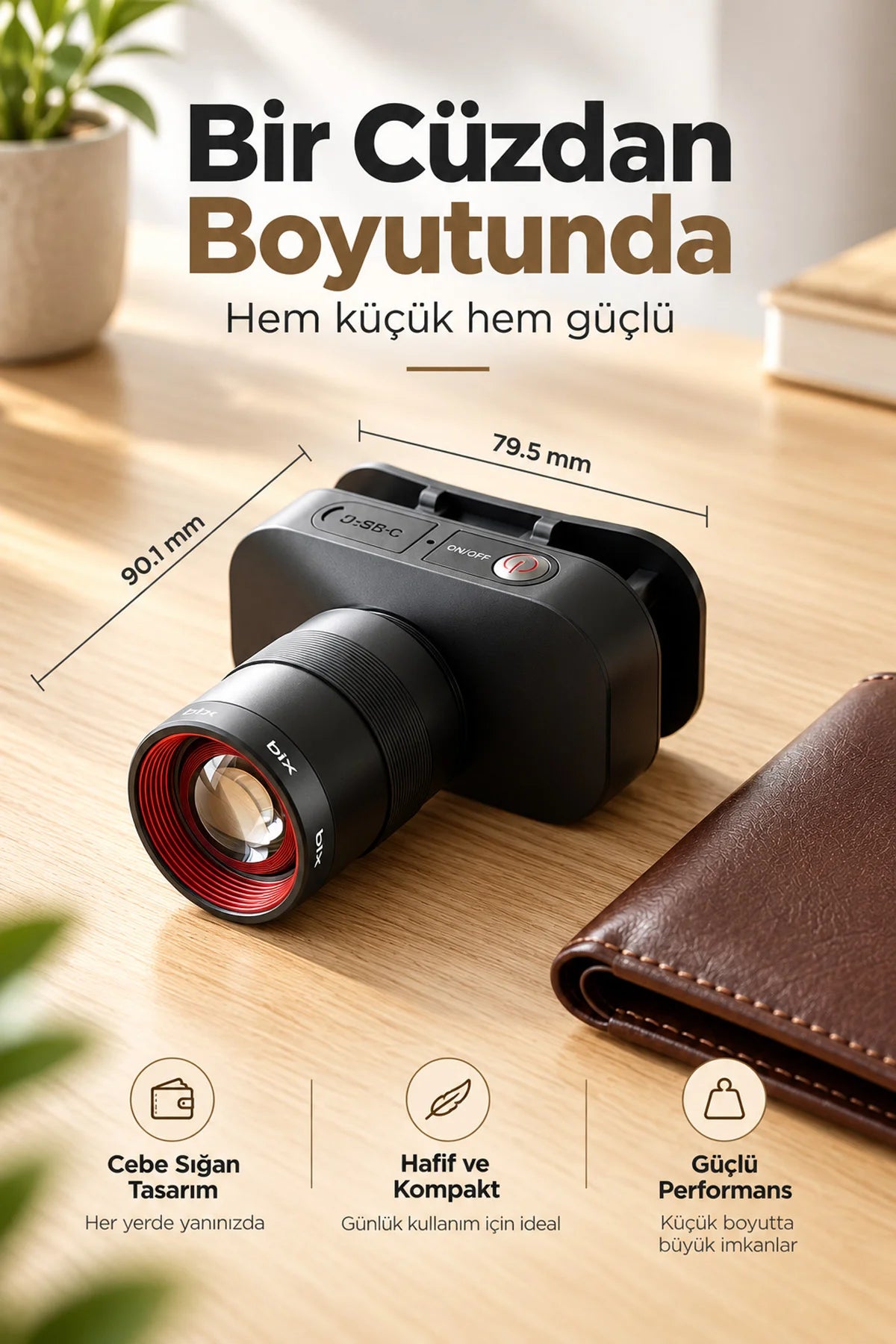 Zoomlu Şarjlı Kafa Lambası LED Kafa Feneri 10W 750 Lümen Güçlü 2500 mAh Kamp IPX5 Su geçirmez