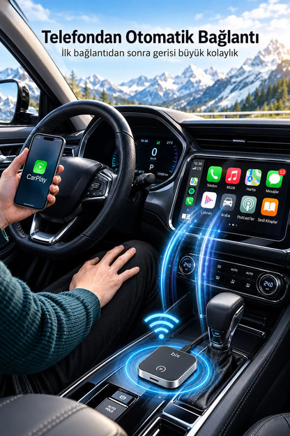Kablosuz CarPlay Android Auto Adaptörü Video Oynatma Araç Ekranı YouTube Netflix TikTok Destekli