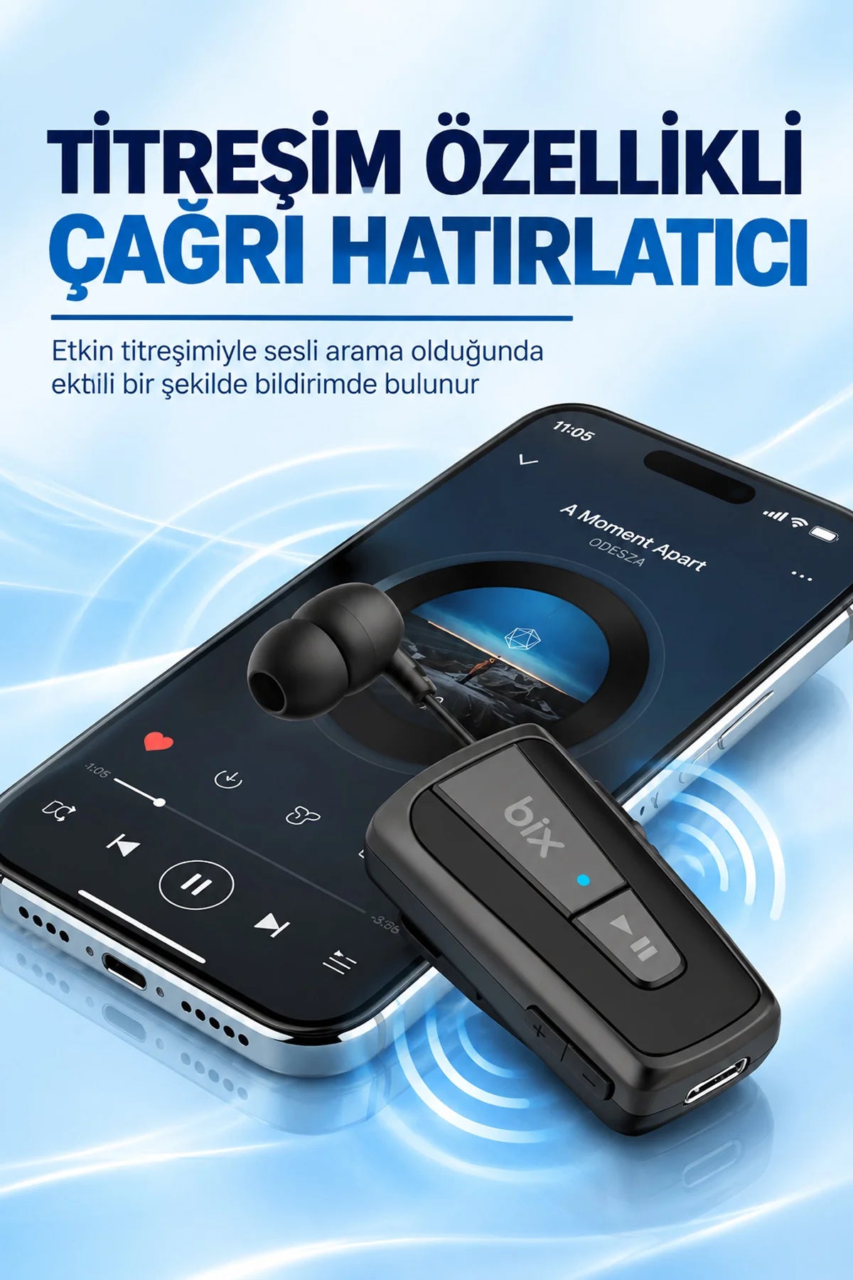 Makaralı Bluetooth Kulaklık Titreşimli Yaka Klipsli Tekli Şoför Kulaklığı Çift Telefon Bağlantılı