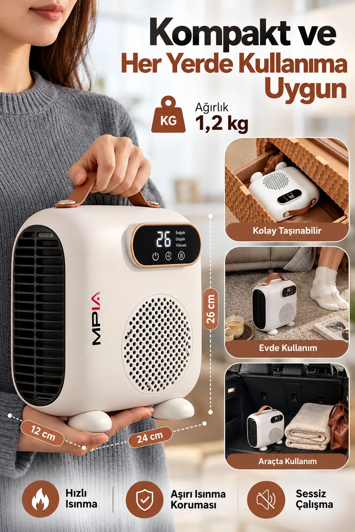 2000W Uzaktan Kumandalı Elektrikli Fanlı Isıtıcı Soba Üflemeli Portatif Masaüstü Ev Oda Sobası