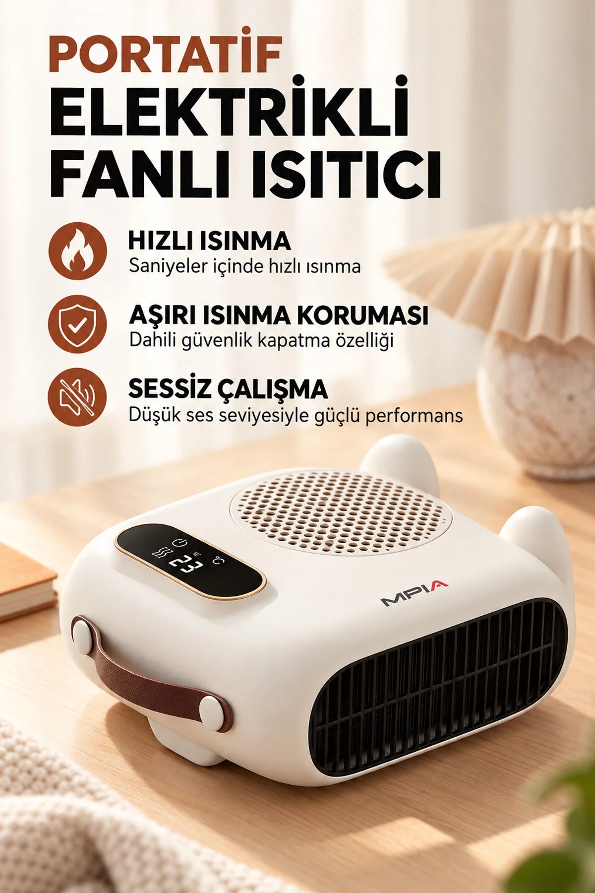 2000W Uzaktan Kumandalı Elektrikli Fanlı Isıtıcı Soba Üflemeli Portatif Masaüstü Ev Oda Sobası