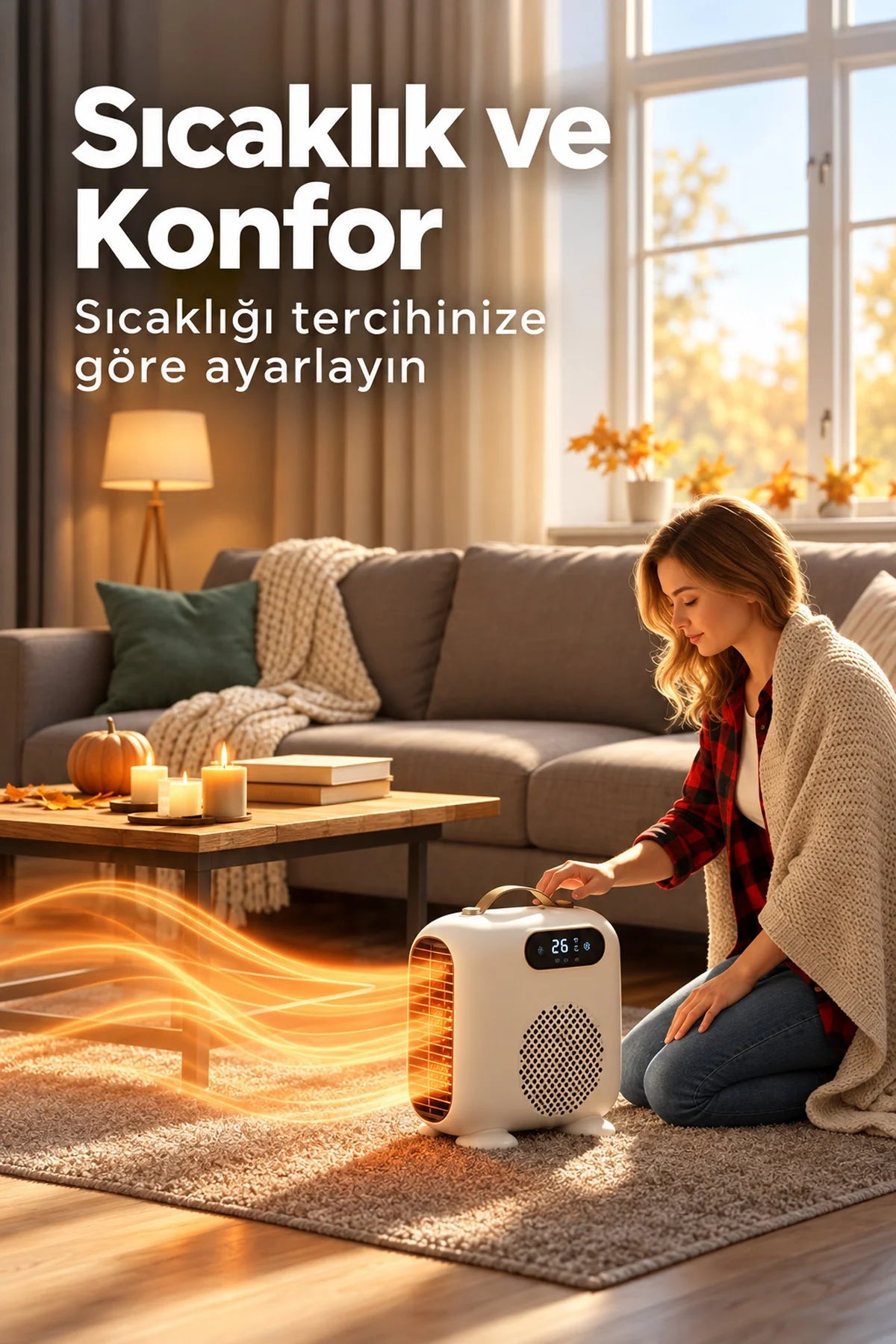 2000W Uzaktan Kumandalı Elektrikli Fanlı Isıtıcı Soba Üflemeli Portatif Masaüstü Ev Oda Sobası