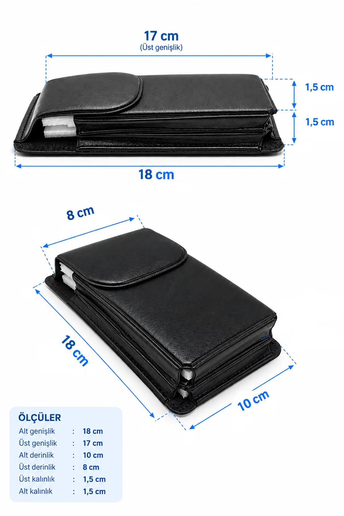 Çift Telefon Taşıma Kılıfı Kemere Takılan Mıknatıslı Bel İki Telefon Çantası Suni Deri Kılıf