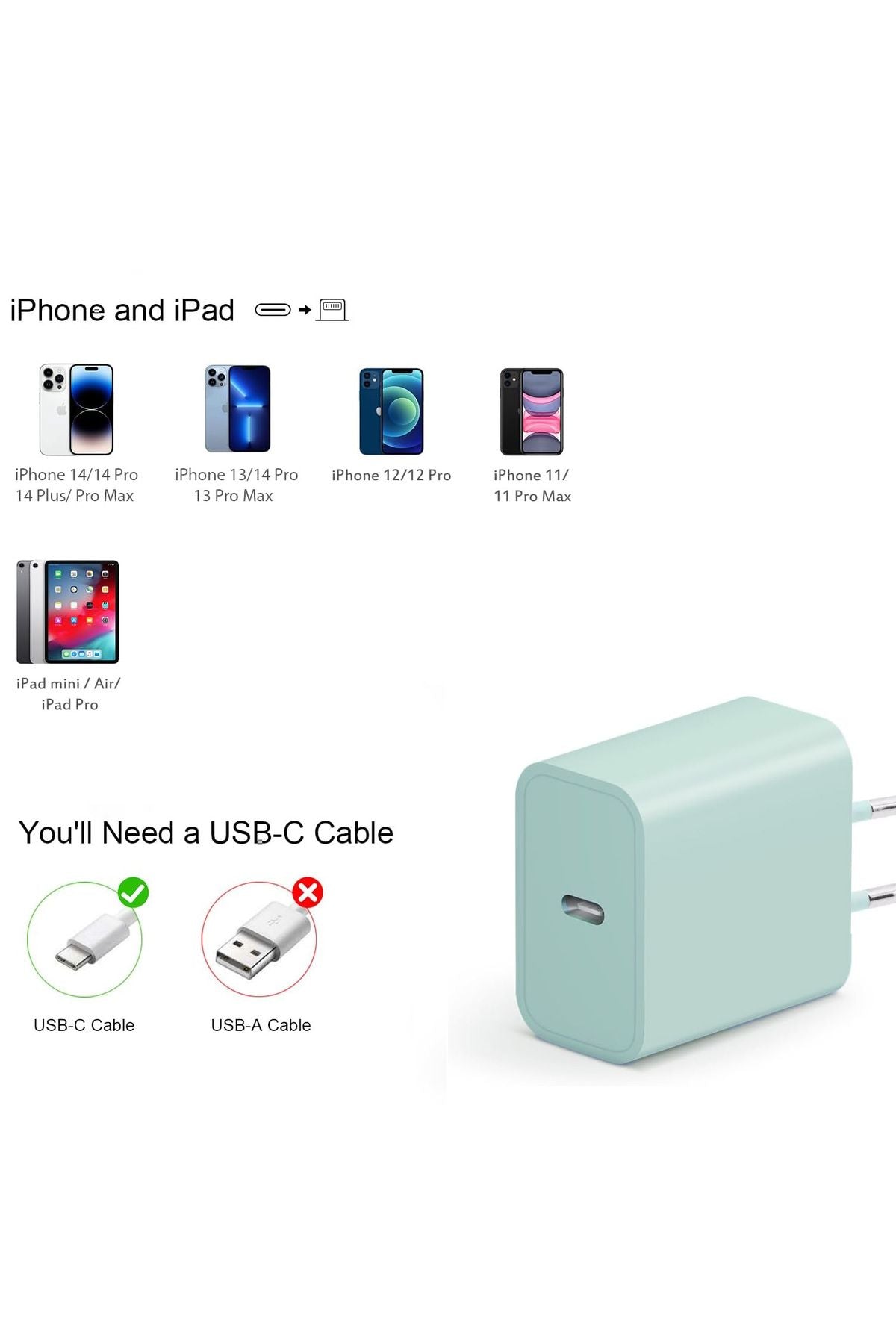 iPhone 11-12-13-14 Uyumlu Şarj Aleti HIZLI PD Şarj Cihazı Apple iPhone Pro Plus Pro Max 25W HIZLI - Görsel 4