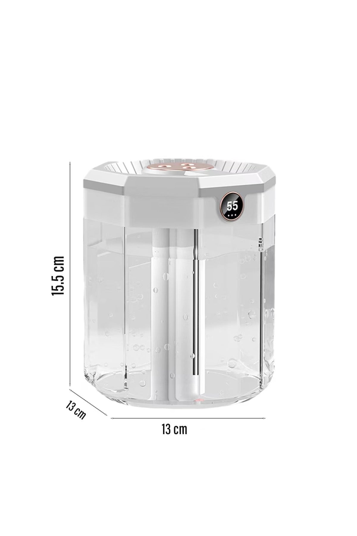 Dijital Ekranlı Ultrasonik Hava Nemlendirici Aroma Difüzörü Sessiz Buhar Makinesi 3 Nozul Püskürtme - Görsel 7