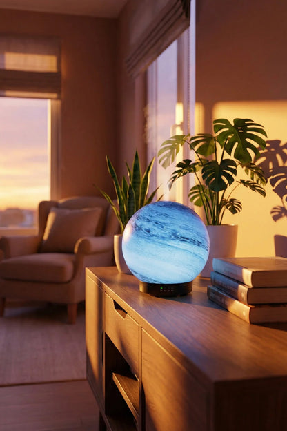 Hediyelik Dekoratif Cam Küre Gezegen Görünümlü Hava Nemlendirici Uzaktan Kumandalı Aroma Difüzörü Ul - Görsel 7
