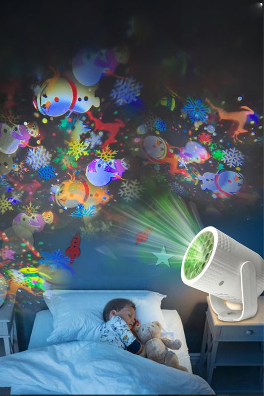 Çocuklar İçin Yılbaşı Figürlü Projeksiyon Gece Lambası LED Noel Projektör - Görsel 4