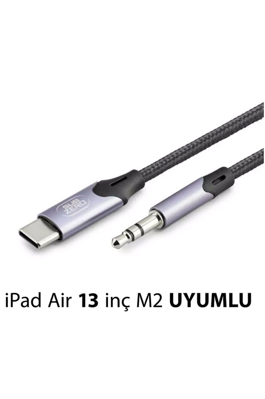 iPad Air 13 inç M2-M4 uyumlu Metal Başlık AUX Kablo Ses Dönüştürücüsü Hasır Type-C Çeviricisi