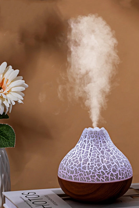 Ahşap Volkanik Hava Nemlendirici 7 Led Işıklı Aroma Difüzörü Buhar Makinesi 300ML