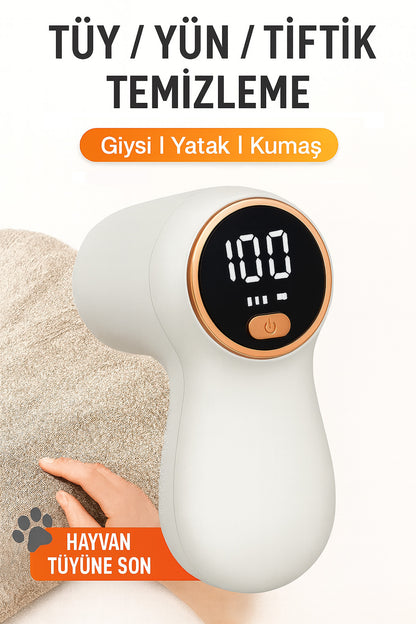 Şarjlı Tüy Toplama Tiftik Temizleme Makinesi Dijital Ekranlı 3 Kademe Kumaş Kazak Tiftik Temizleyici