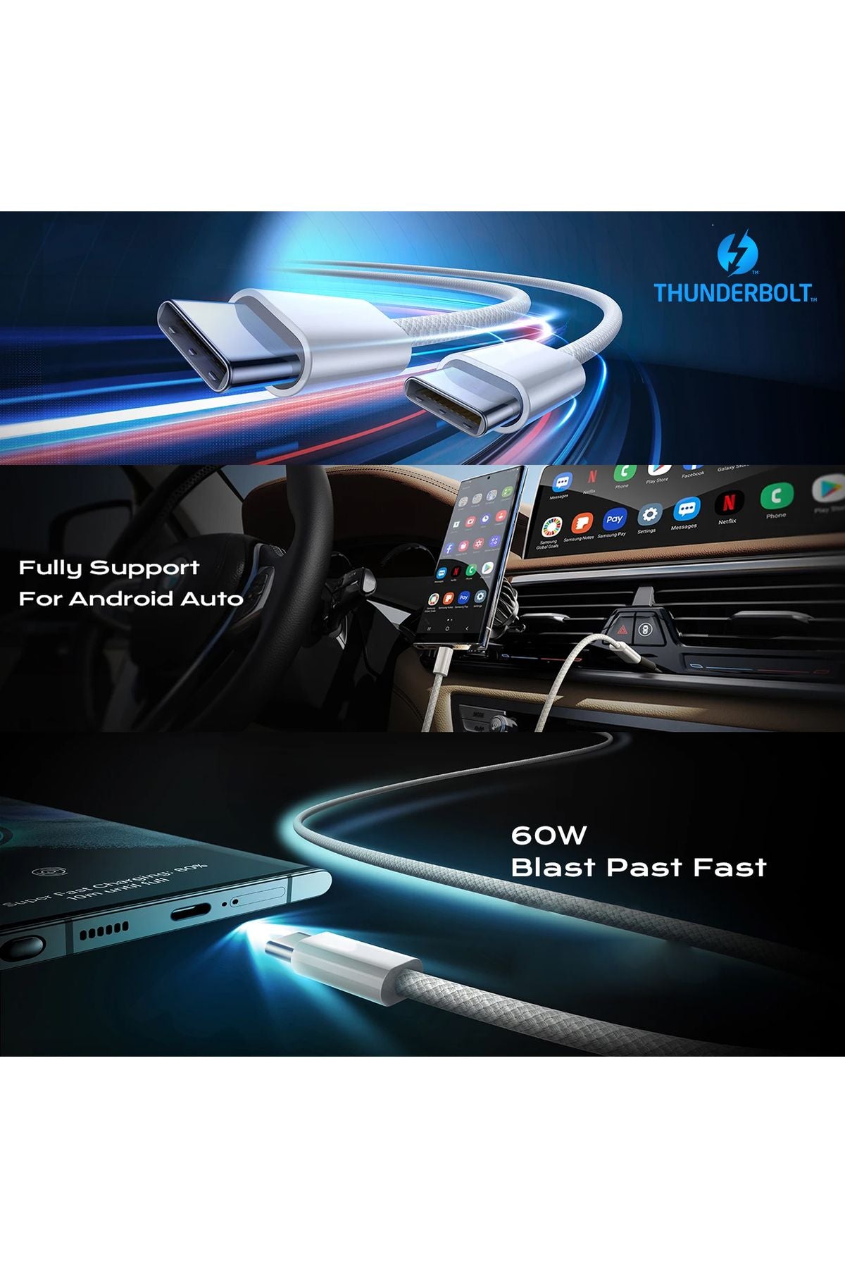 iPad Pro 11 inç 1. 2. 3. 4. Nesil Tablet Şarj Kablosu Type-C Thunderbolt 4 60W - Görsel 4