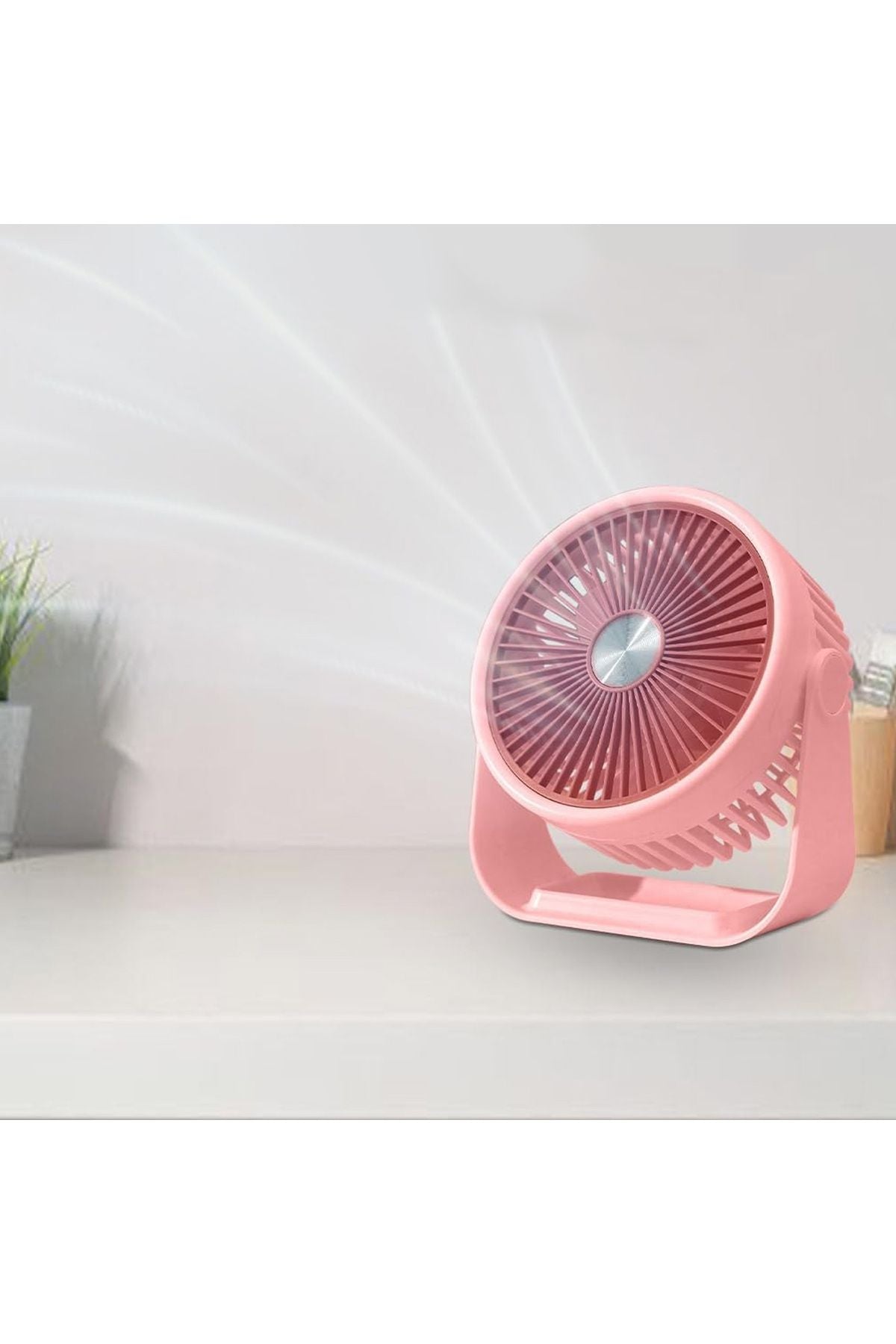 Portatif Masaüstü Şarjlı 360° Dönen Vantilatör Mini Fan Şarjlı Soğutucu 3 Kademe 1200 mAh Klima - Görsel 2