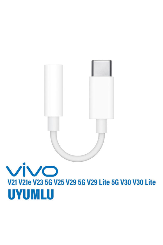 Tyep-C Kulaklık Dönüştürcü Vivo V21 V23 V25 V29 5G V29 Lite V30 Lite Uyumlu Çevirici Type-C AUX