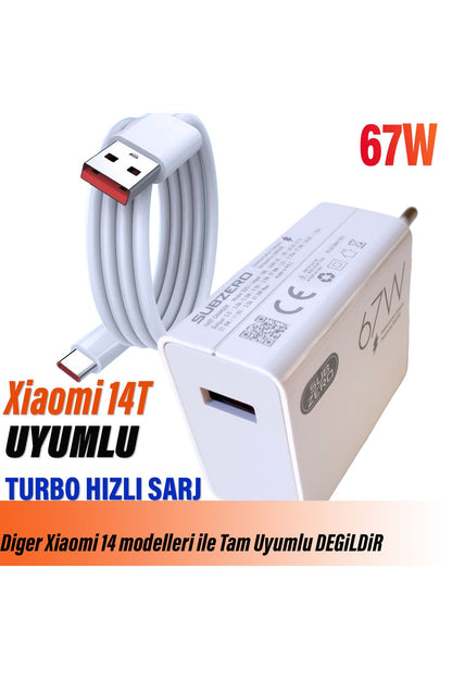 Mi 14T Uyumlu 67W Turbo Hızlı Şarj Aleti ve Kablosu