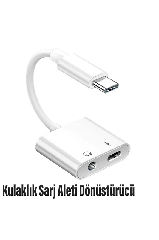 Type-C To 3.5mm Jack Kulaklık Ve Şarj Kablosu Çevirici USB-C Ses Aux Kablosu