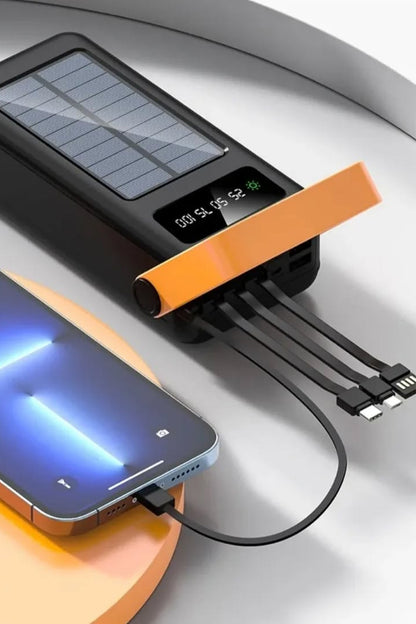 Güneş Enerjili 50.000 mAh Powerbank Hızlı Şarj Kamp Ledli Işıklı Powerbank Kendinden Kablolu Solar - Görsel 4