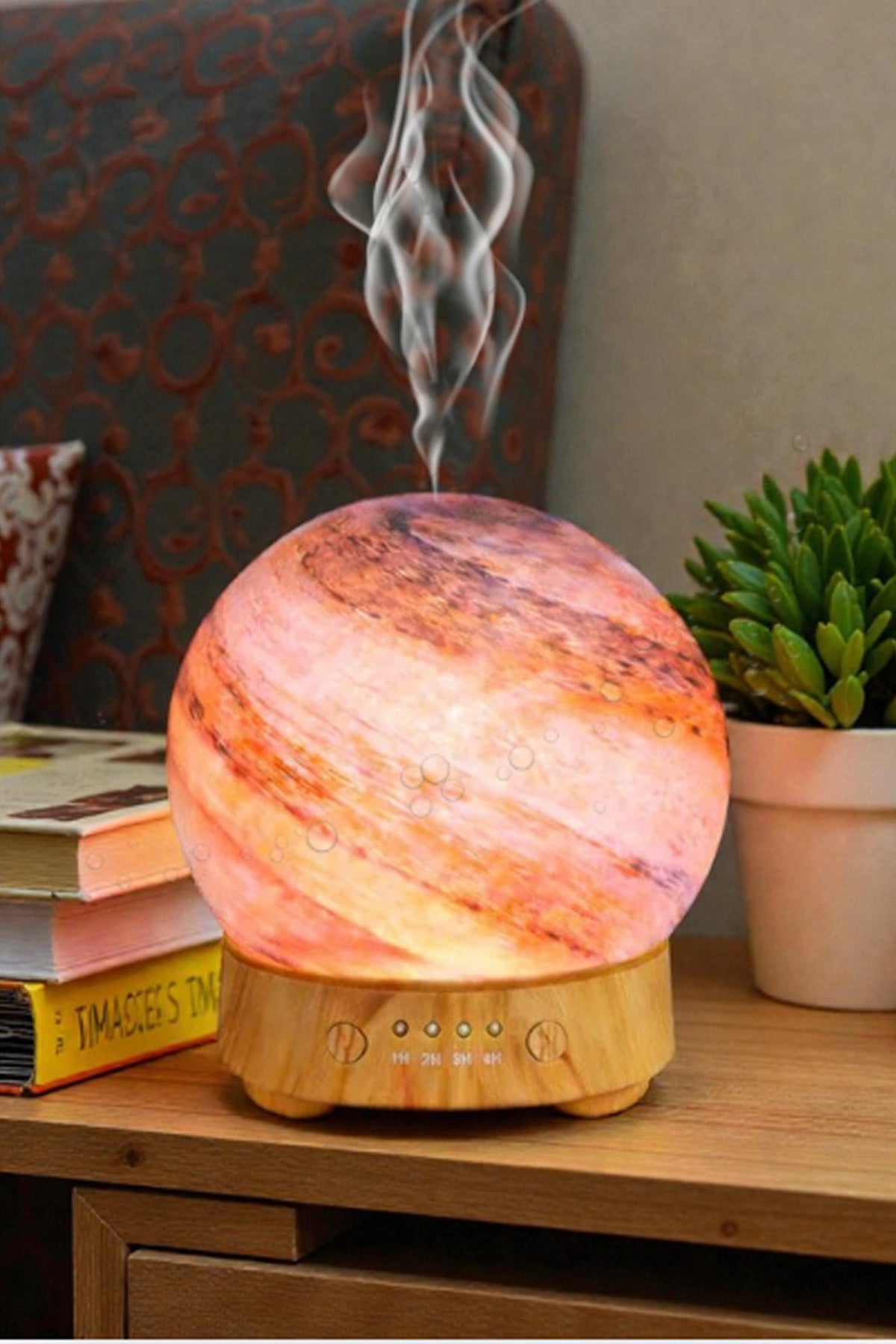 Hediyelik Dekoratif Cam Küre Gezegen Görünümlü Hava Nemlendirici Uzaktan Kumandalı Aroma Difüzörü Ul - Görsel 6