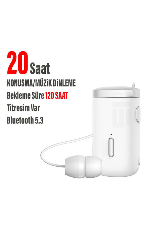 Makaralı Kulaklık Titreşimli Yaka Mandallı Makaralı Bluetooth Kulaklık 20 Saat