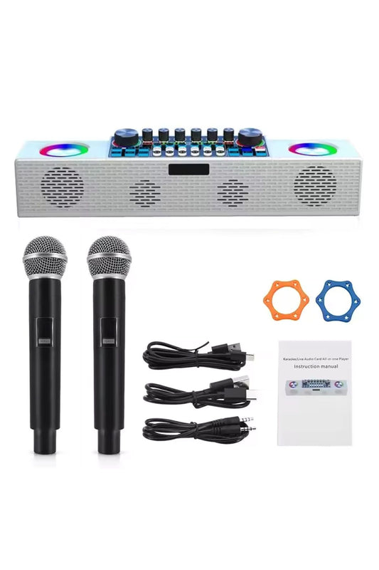 Mini Dj Ses Mikseri Canlı Yayın Ses Kartı Controller Dj Setup Başlangıç Karaoke Çift Mikrofon - Görsel 2