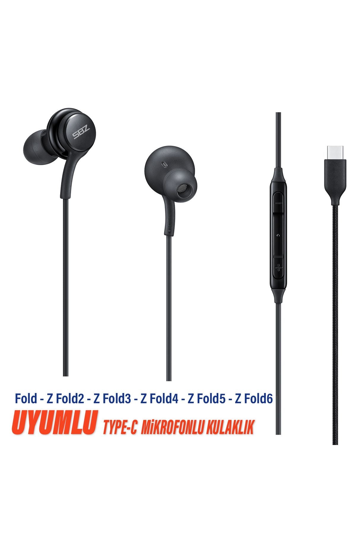 Samsung Fold - Z Fold2 - Z Fold3 - Z Fold4 - Z Fold5 - Z Fold6 Uyumlu Type-C Mikrofonlu Kulaklık