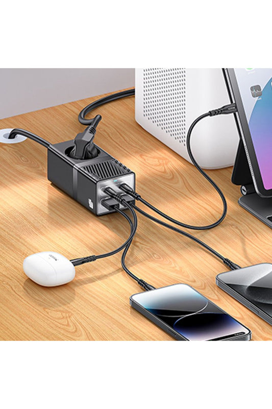 Akım Korumalı USB Type-C Priz Uzatma Kablosu Çok Amaçlı Şarj Cihazı Çoklu Priz 1.5M 2500W 40W OUTPUT - Görsel 2