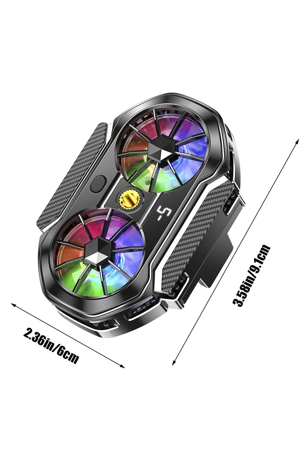Çift Fanlı Gaming Telefon Hava Soğutma Fanı Derece Göstergeli Radyatör Sessiz Fan Telefon Soğutucu - Görsel 3