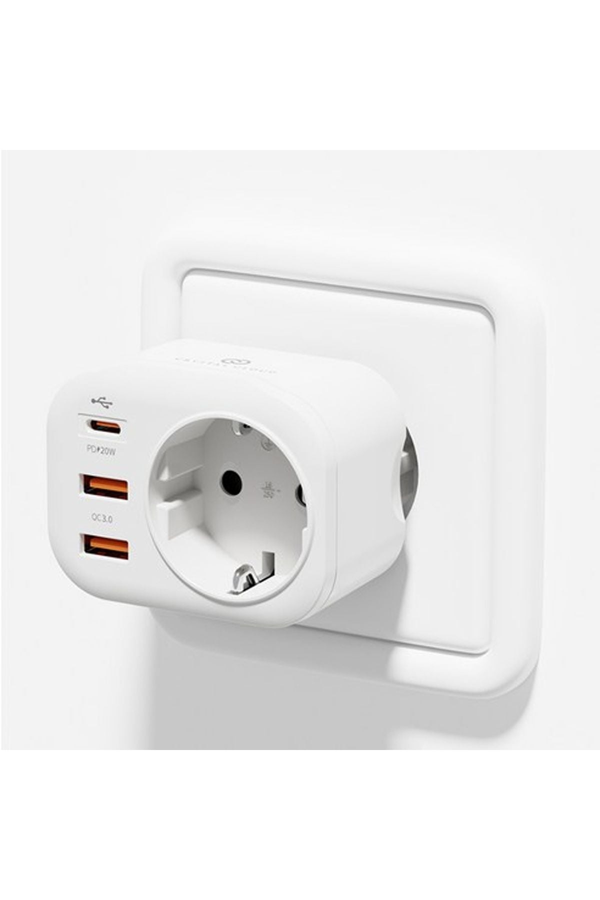 USB Type-C Priz Şarj Adaptörü Priz - 2 USB - 1 Type-C Girişli Çoklu Priz Fiş - Görsel 4