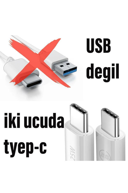 Samsung M15 M23 M33 M34 M51 Hızlı Şarj Kablosu 1m 60W HIZLI Type-C den Type-C ye - Görsel 2