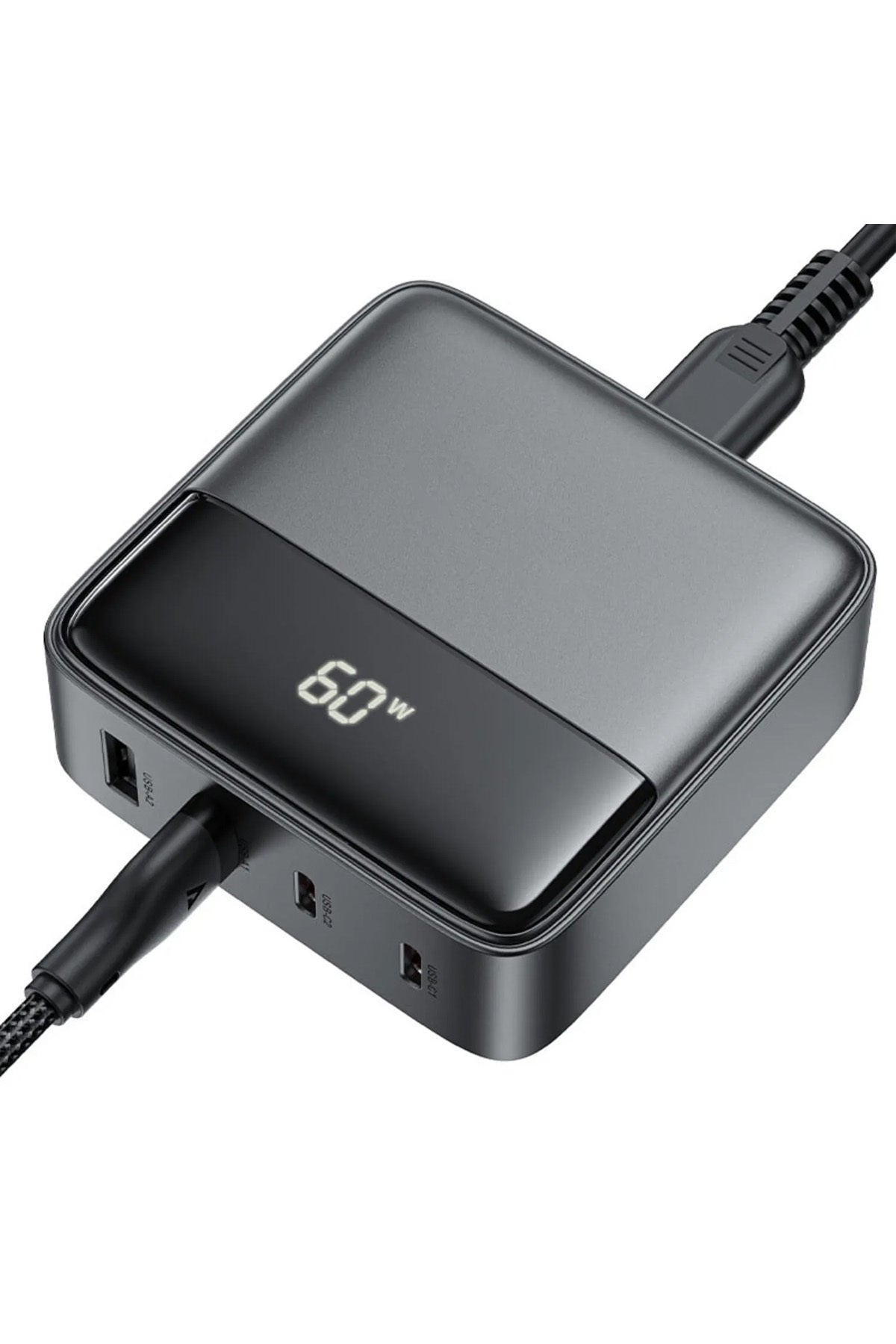 45W Süper Hızlı - 65W Turbo Hızlı Şarj Cihazı 4in1 Gan Teknolojisi 2 USB+2 Type-C Pd 3.0 LCD Ekranlı - Görsel 6