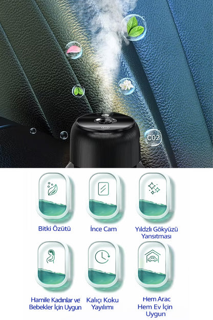 Otomatik Araç İçi Koku Difüzörü Hava Nemlendirici Buharlı Oda Spreyi Araba Koku Giderici Led Yıldız - Görsel 4